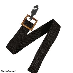 3/$20 14th & Union Belt faux braided black straw bamboo buckle Medium NWOT